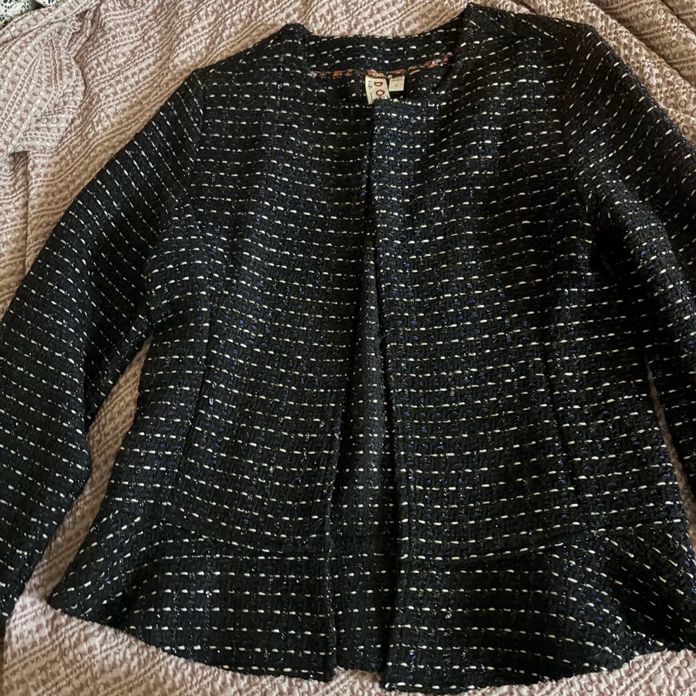 Elegant Black and White Tweed Blazer